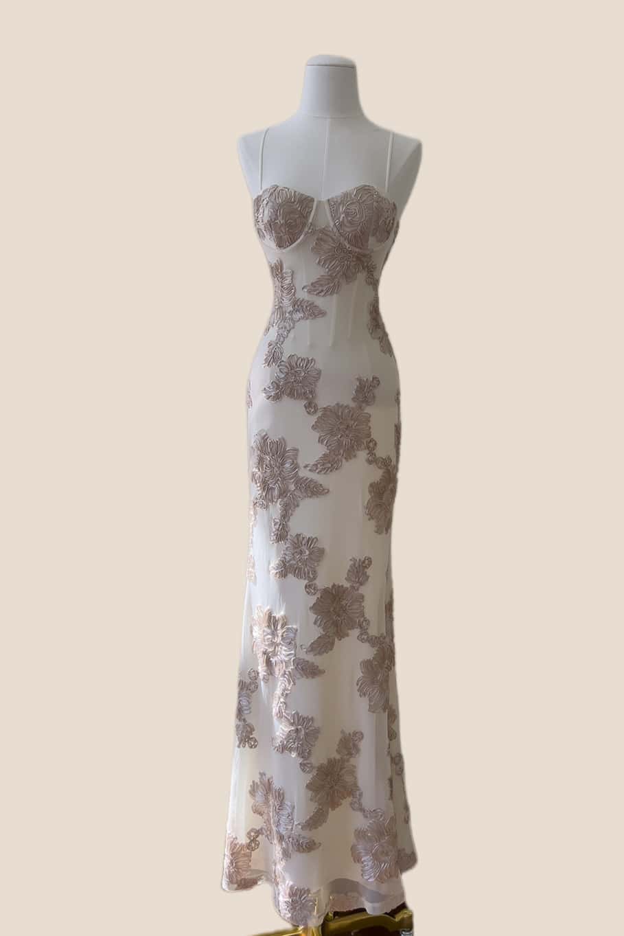 Yellow 3D Flower Fitted Long Dress - Image 6
