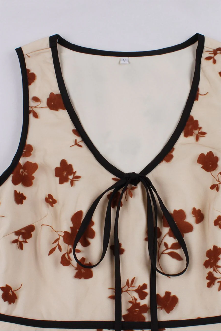 Apricot Floral A-line Swing Dress - Image 3