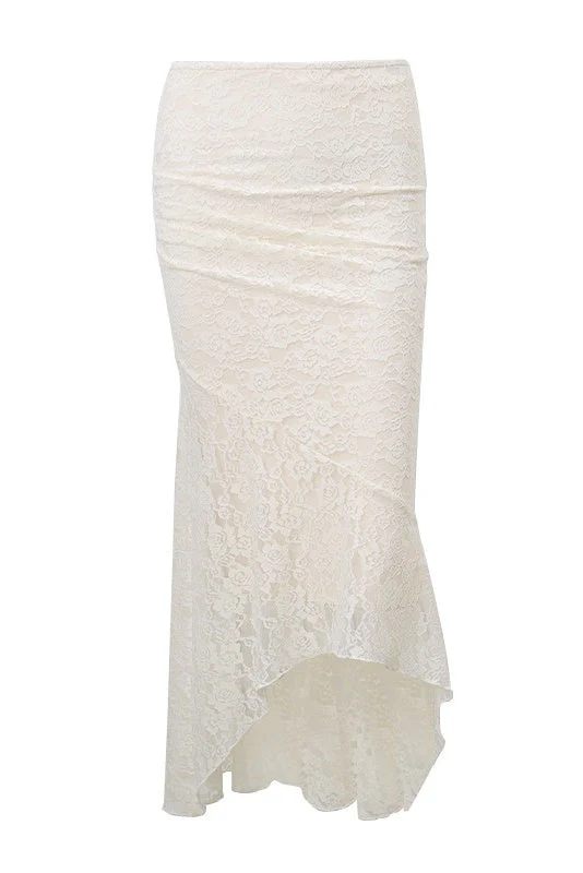 Two Piece Ivory Lace Mermaid Dress - Image 6