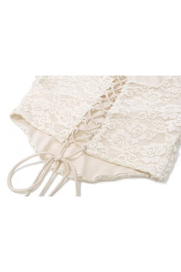 Two Piece Ivory Lace Mermaid Dress - Image 8