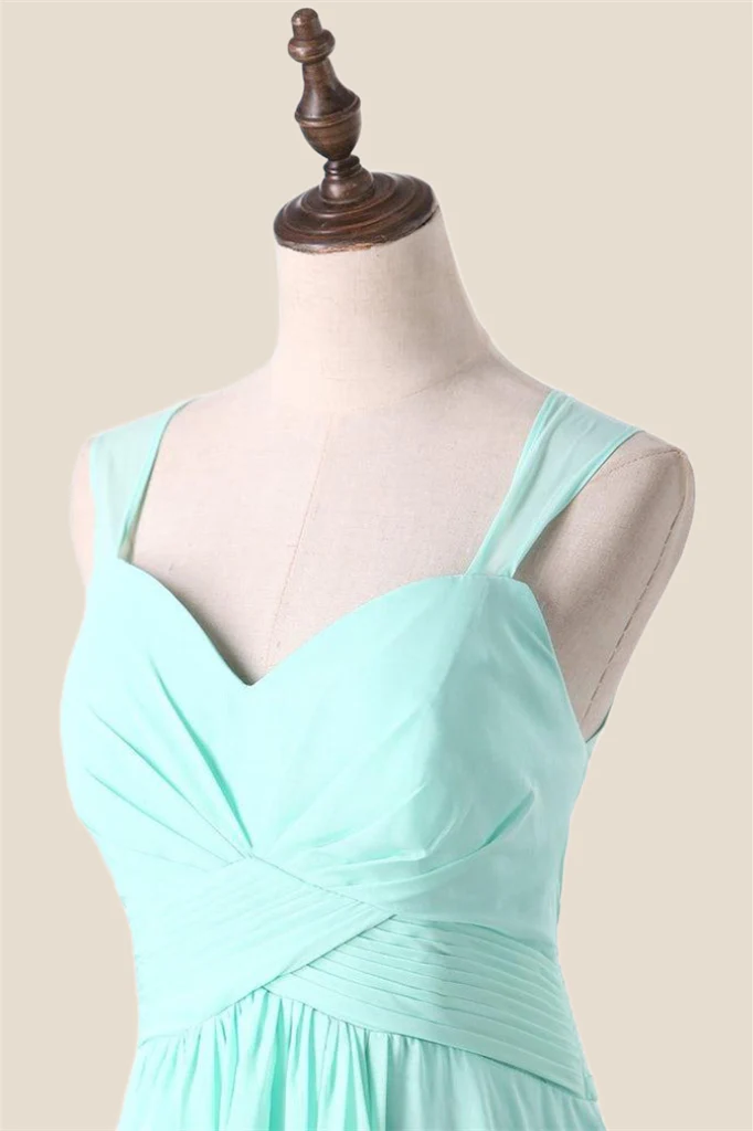 Aqua Chiffon A-line Long Bridesmaid Dress - Image 3