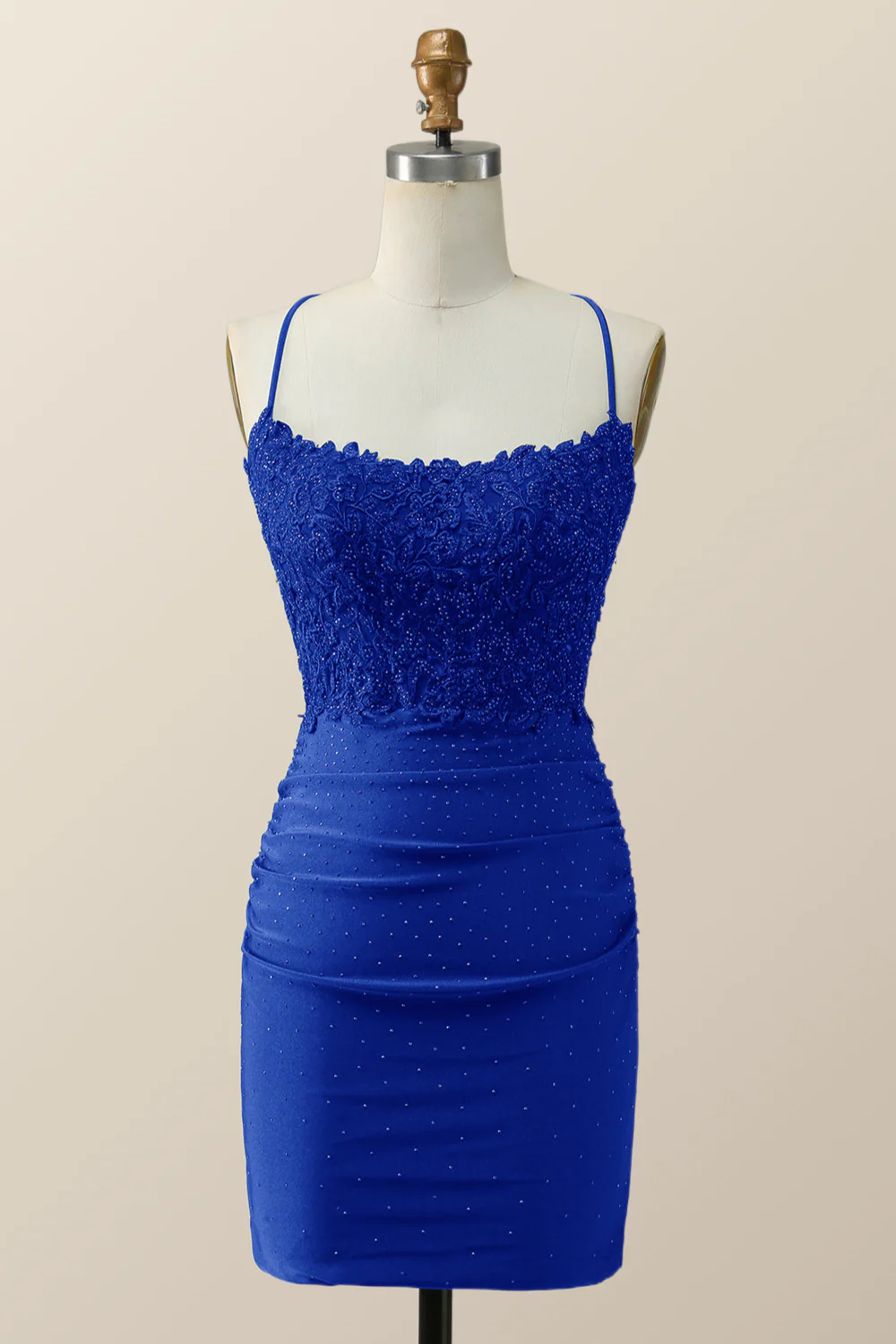 Beaded Dark Green Appliques Bodycon Mini Dress - Image 10