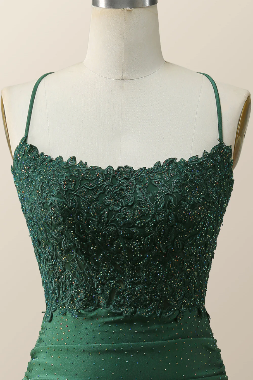 Beaded Dark Green Appliques Bodycon Mini Dress - Image 4