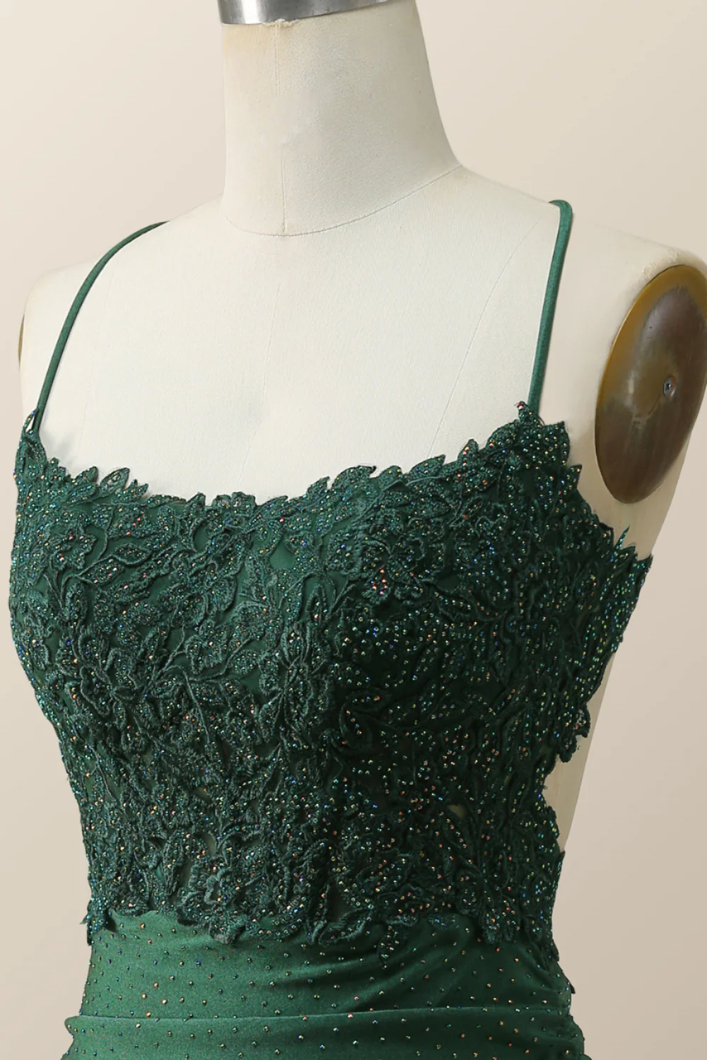 Beaded Dark Green Appliques Bodycon Mini Dress - Image 5