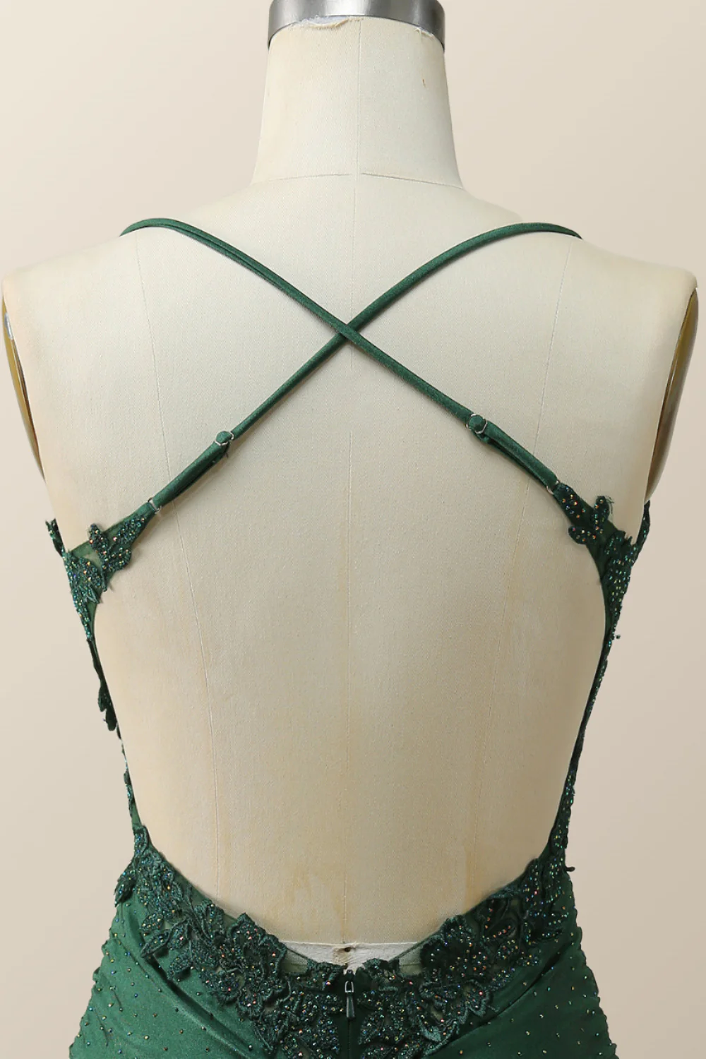 Beaded Dark Green Appliques Bodycon Mini Dress - Image 6