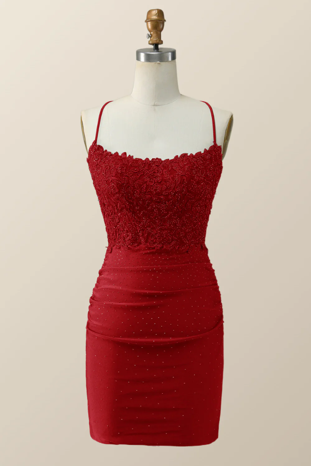 Beaded Dark Green Appliques Bodycon Mini Dress - Image 7