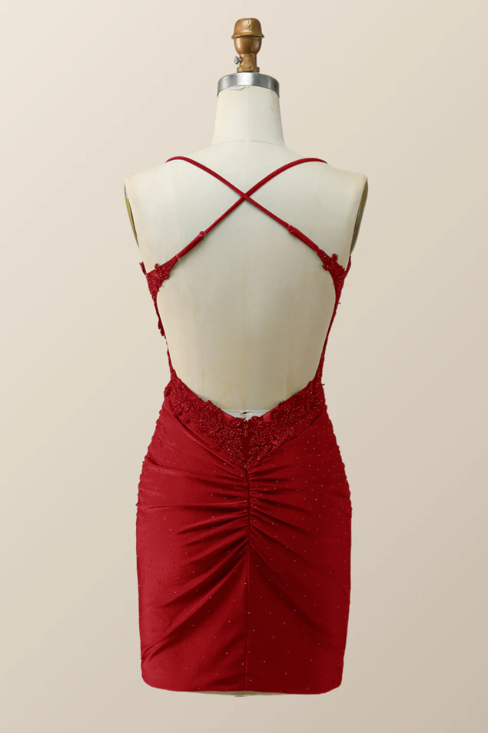 Beaded Dark Green Appliques Bodycon Mini Dress - Image 8