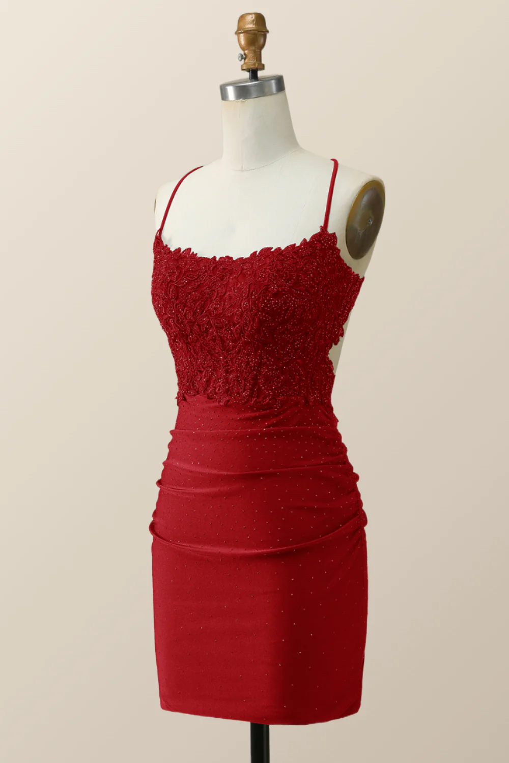 Beaded Dark Green Appliques Bodycon Mini Dress - Image 9