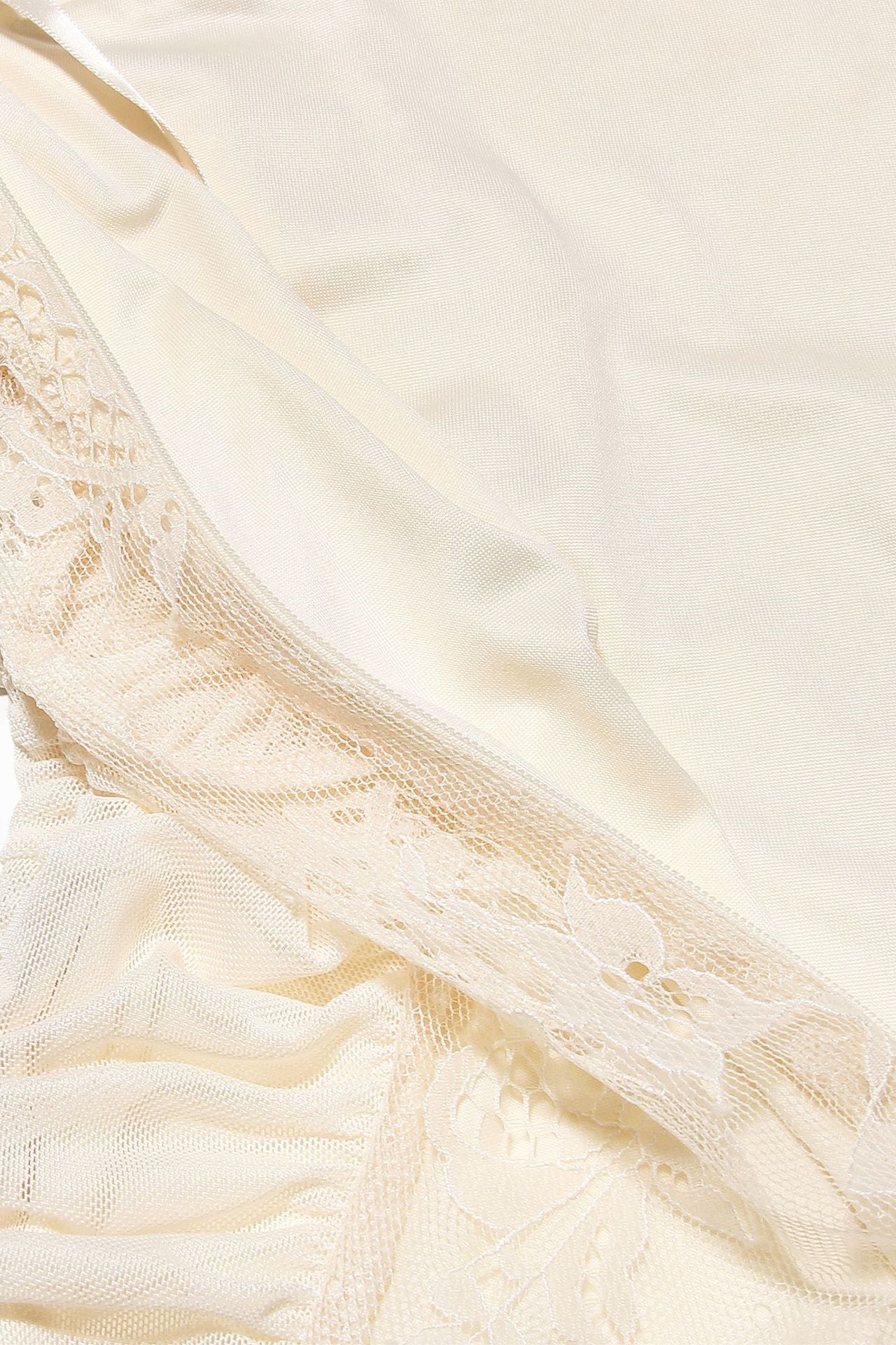 Cream Lace Chiffon Patchwork Irregular Long Dress - Image 8