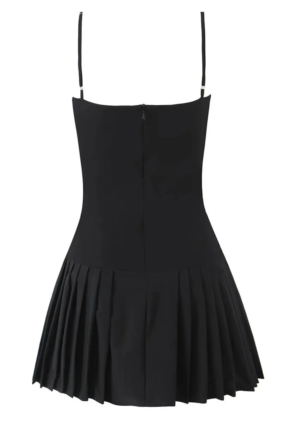 Red Spaghetti Strap Button Ruffle Skirt - Image 3