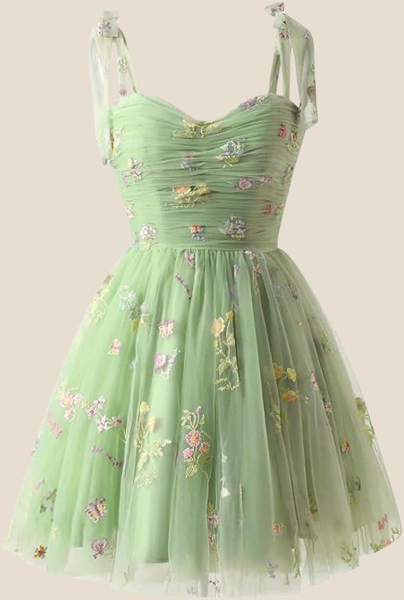 Champagne A-line Floral Short Princess Dress - Image 3