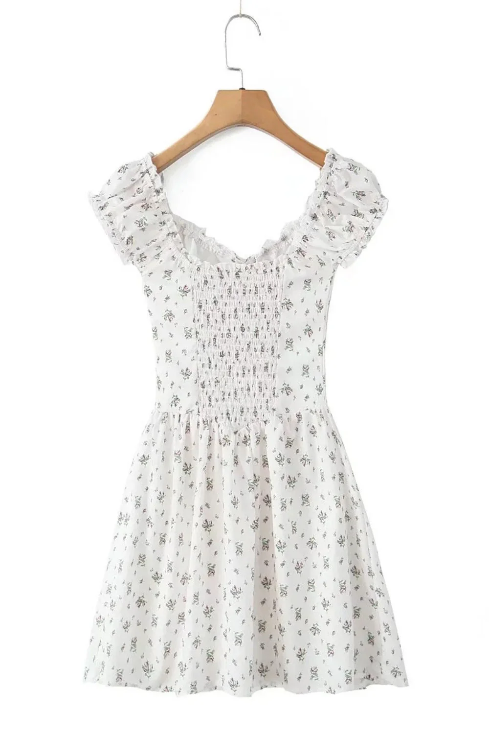Black Floral Cap Sleeve Ruched Long Dress - Image 3