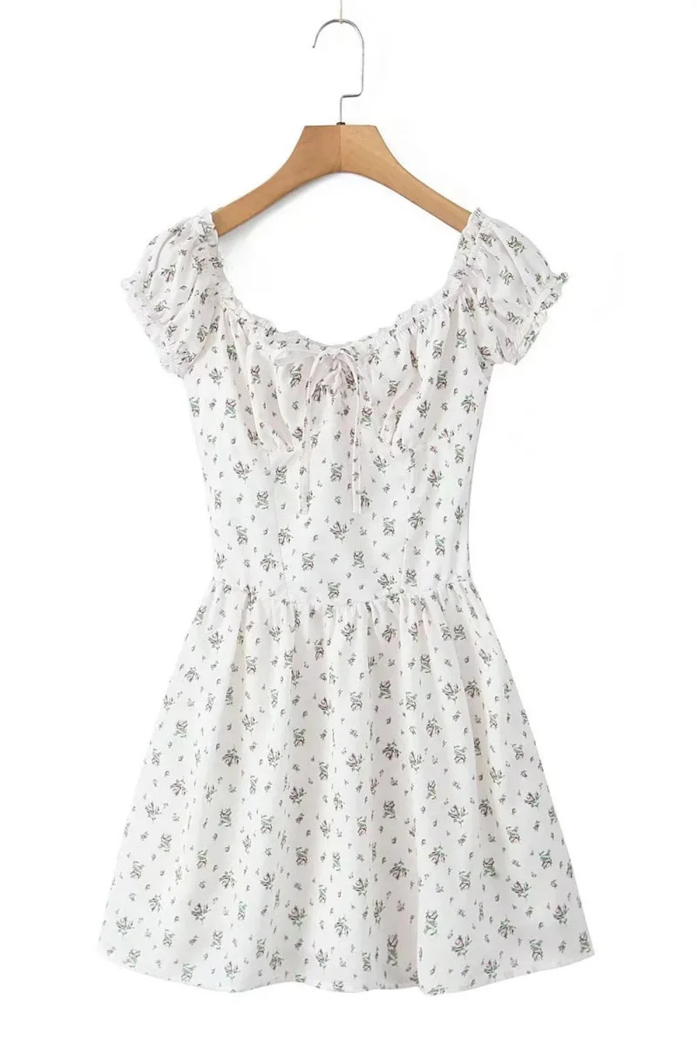 Black Floral Cap Sleeve Ruched Long Dress - Image 5