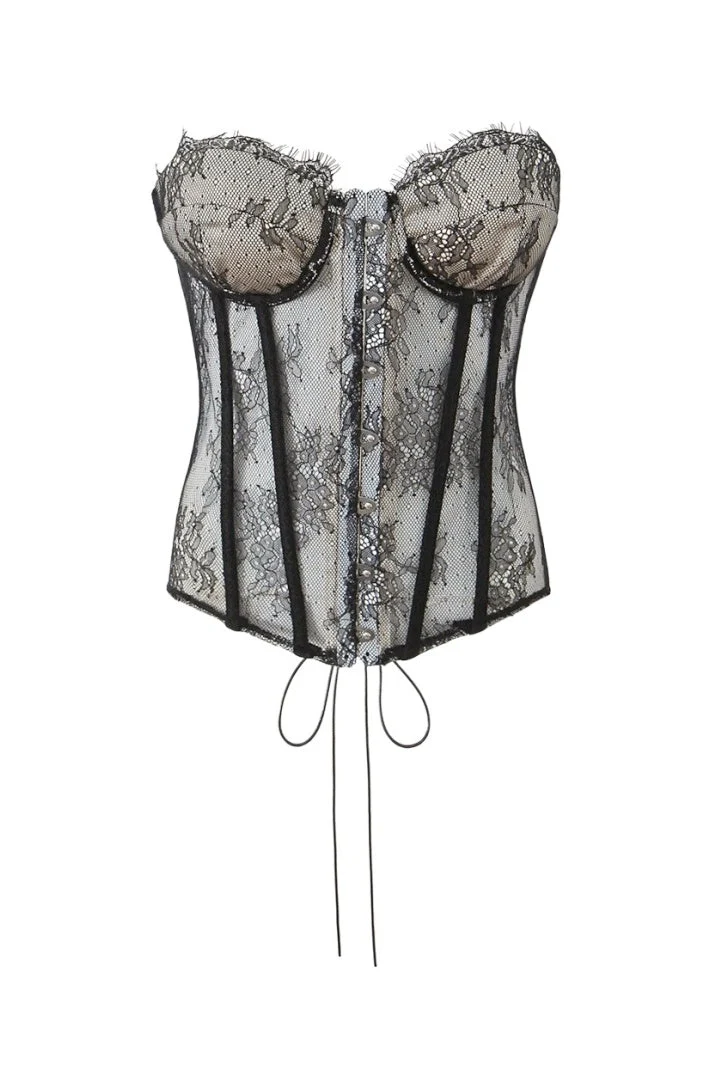 Black Lace Sweetheart Bandeau Top - Image 3
