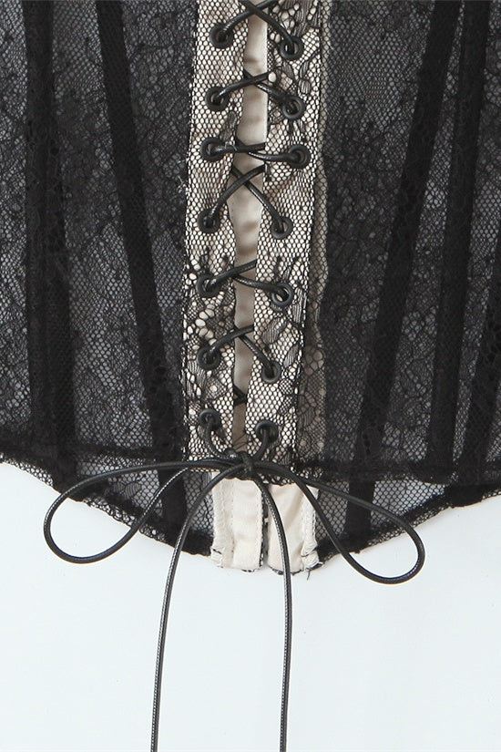 Black Lace Sweetheart Bandeau Top - Image 5