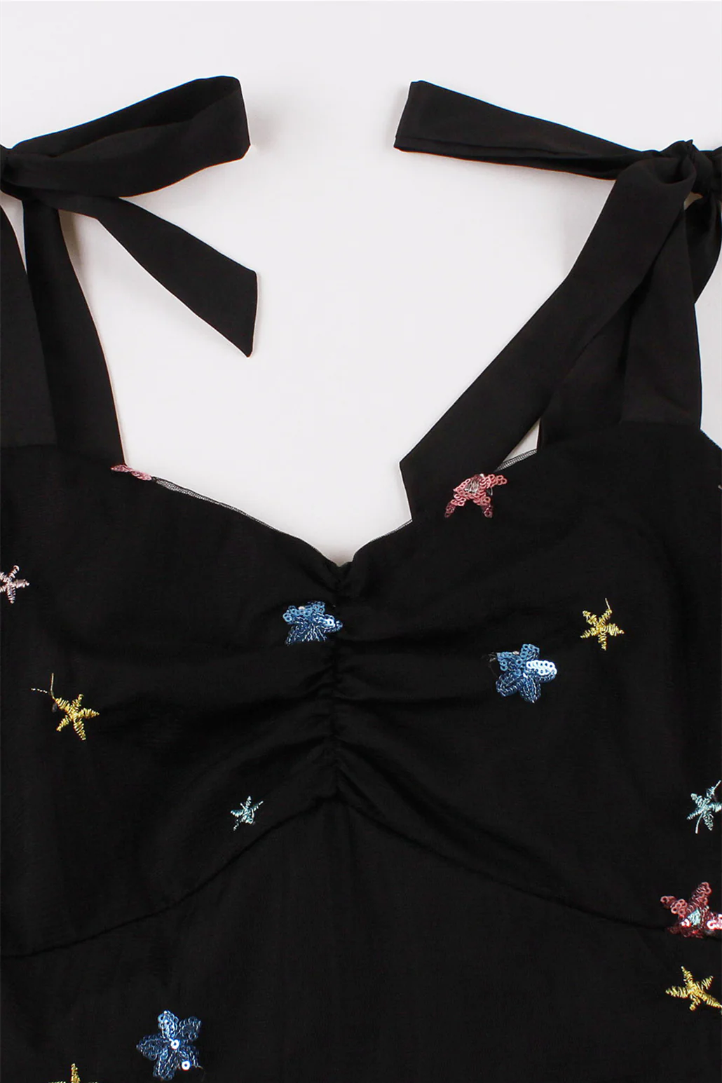 Black Mesh Short Dress with Sequin Stars - Image 3