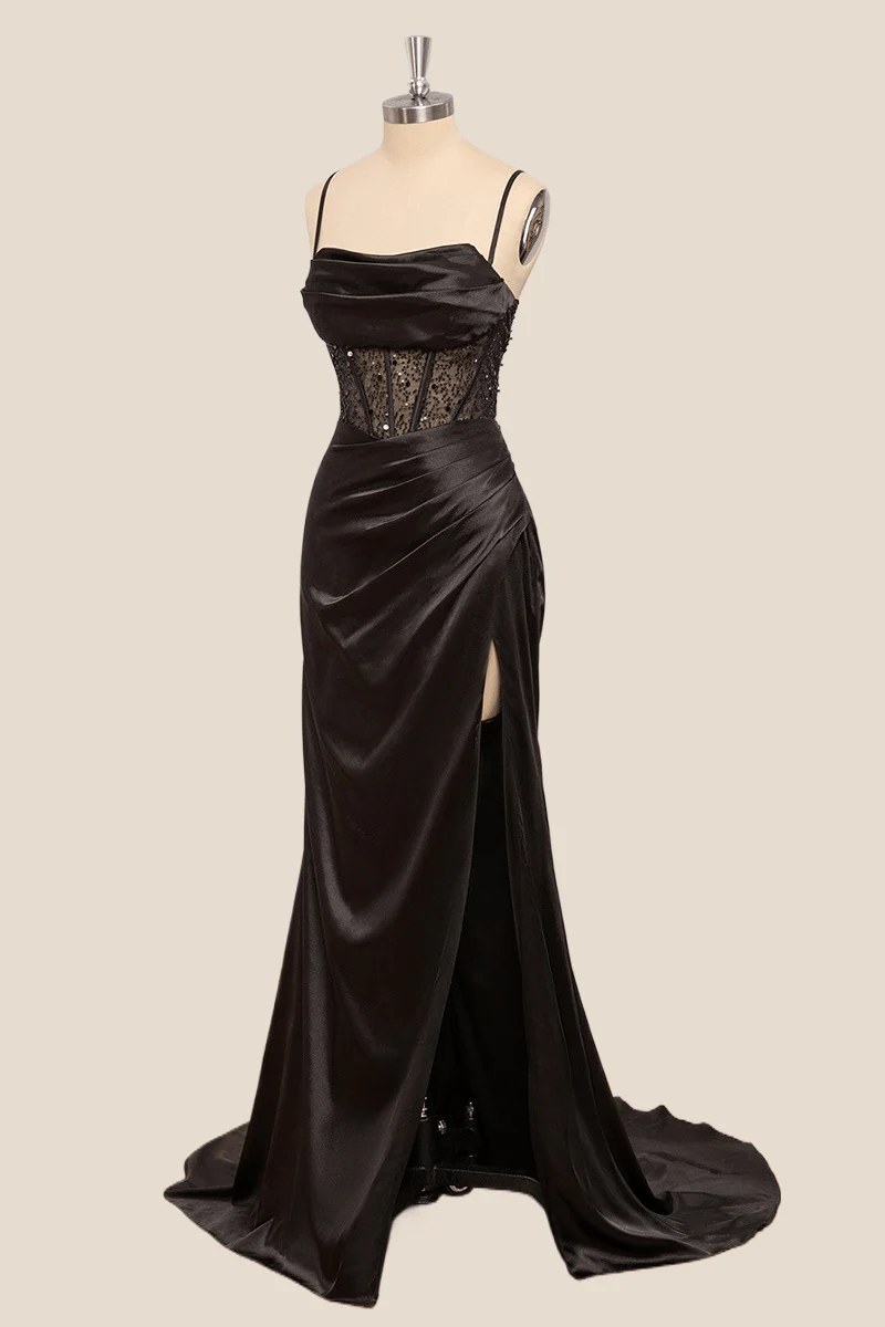 Sage Satin Cowl Neck Mermaid Formal Dress - Image 5