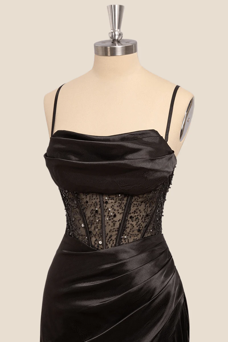 Sage Satin Cowl Neck Mermaid Formal Dress - Image 6
