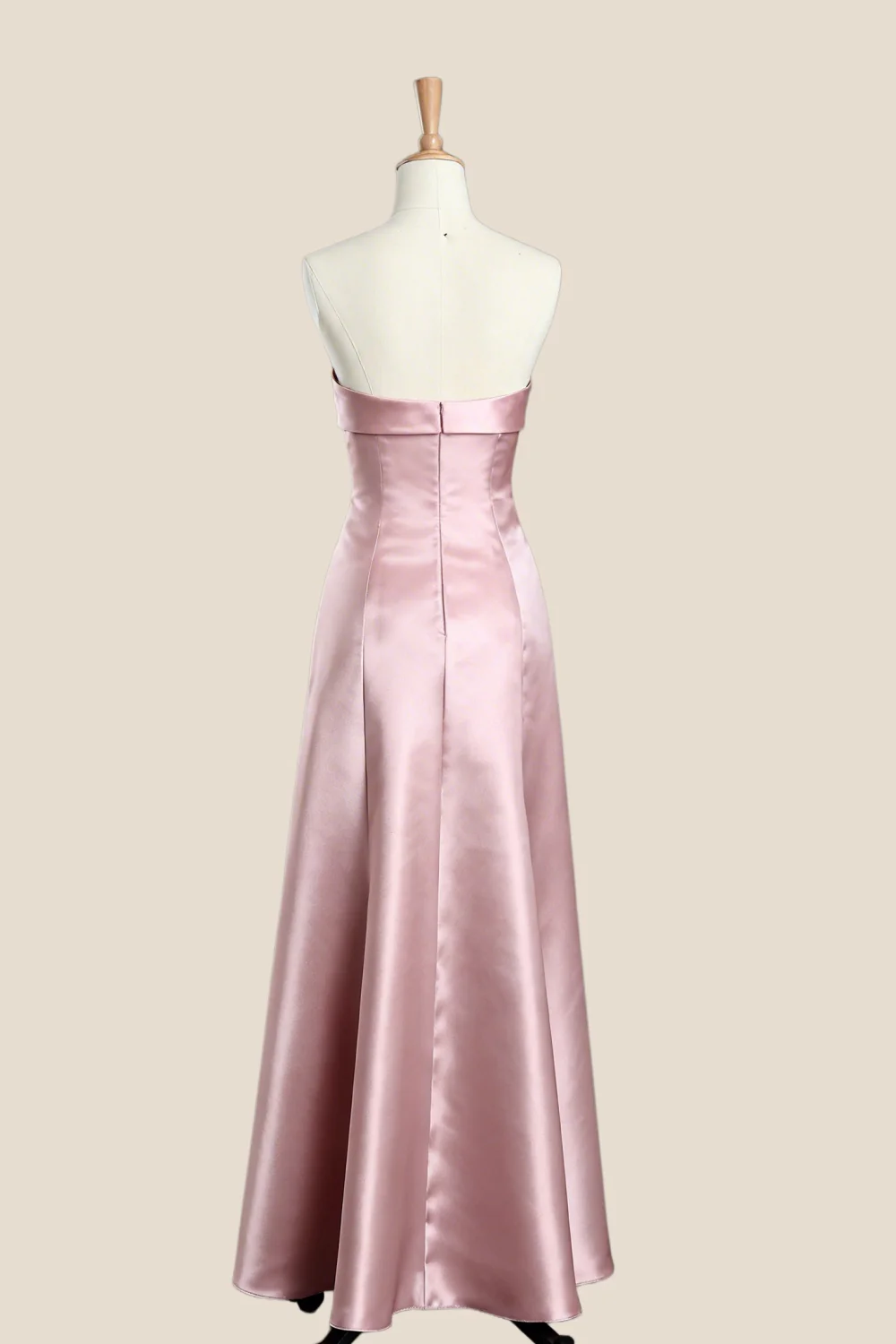 Black Satin Knot A-line Long Bridesmaid Dress - Image 3