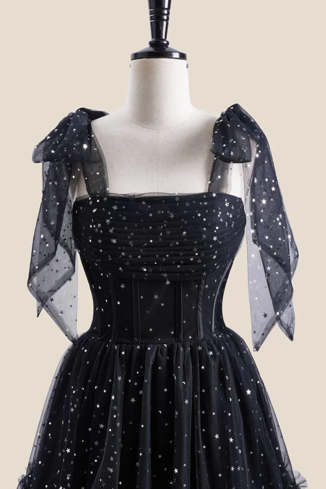 Black Sparkle Tulle Pleated Short Party Dress - Image 4