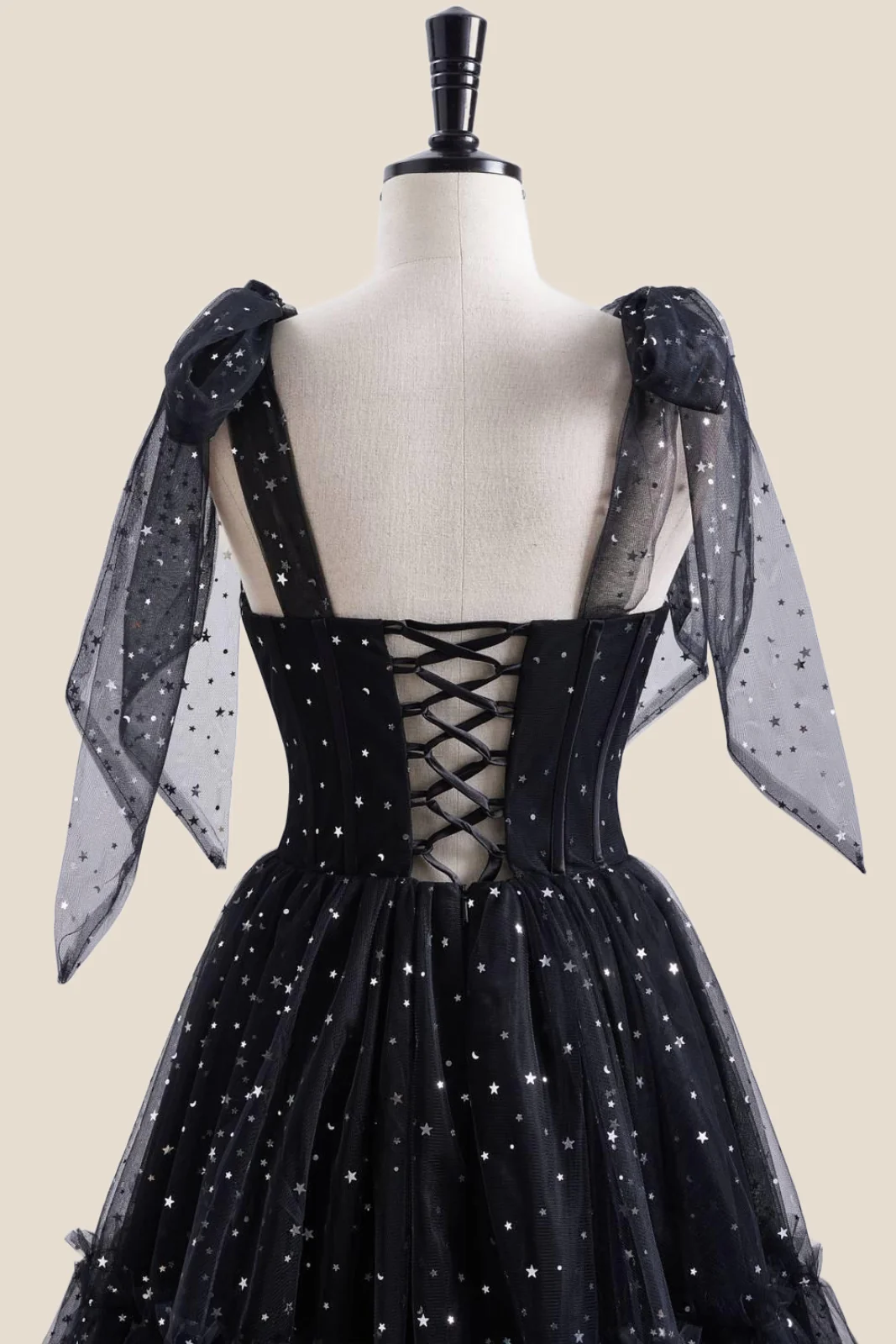 Black Sparkle Tulle Pleated Short Party Dress - Image 5