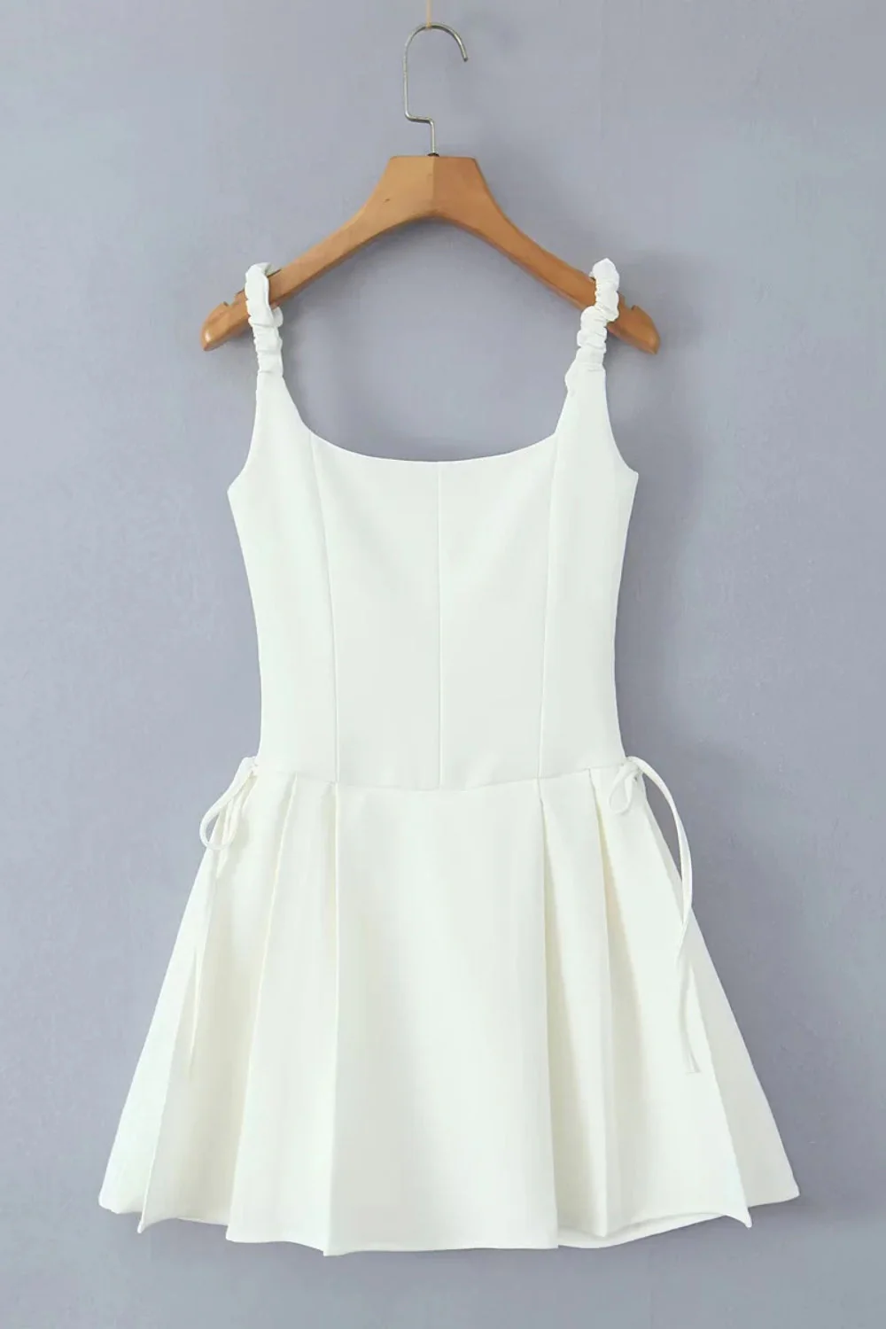 Black Square Lace Neck Bow Short Dress - Image 5