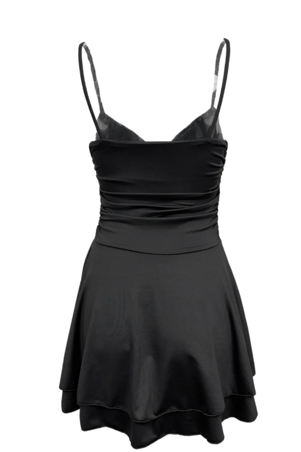 Black Straps A-line Ruched Party Dress - Image 2
