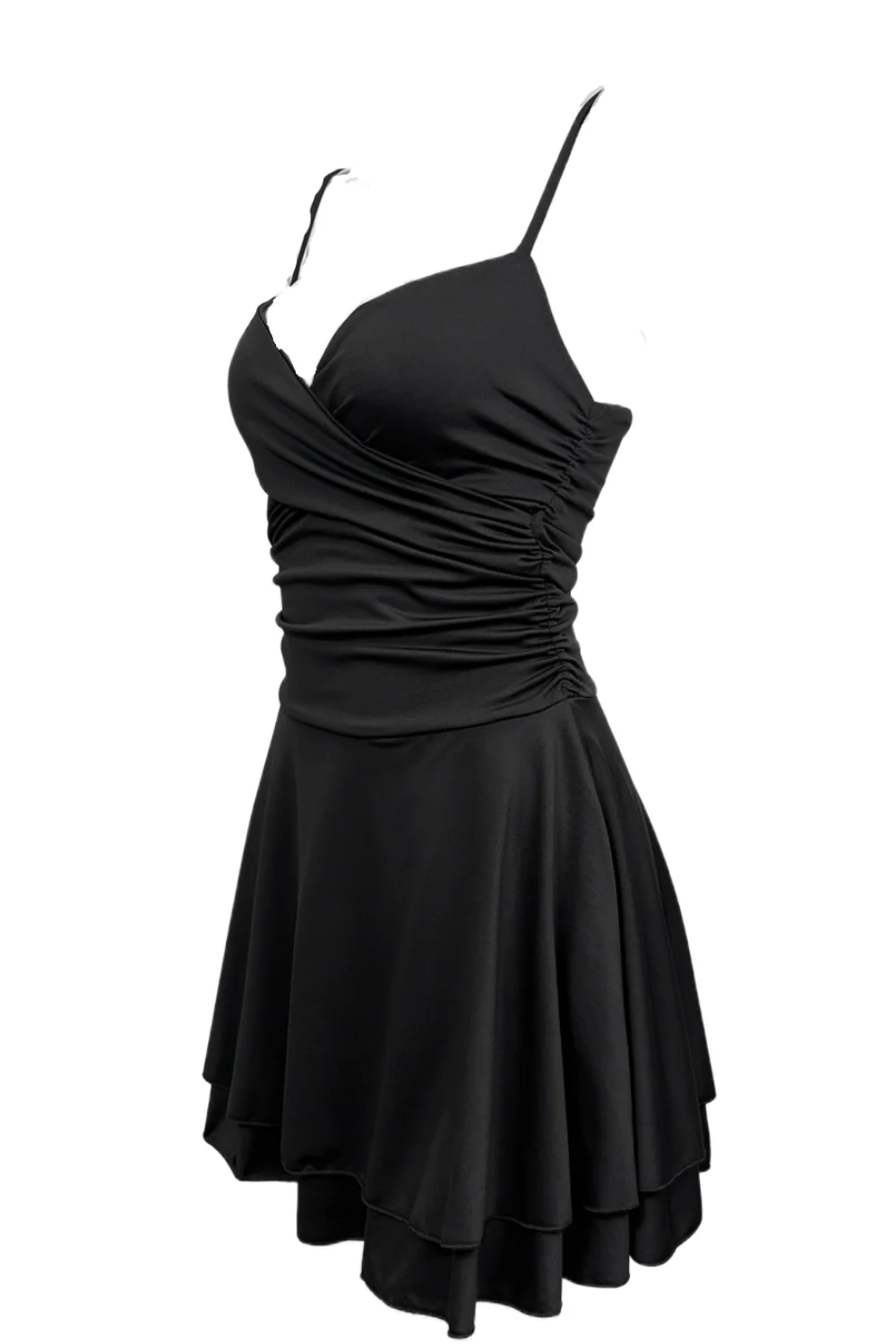 Black Straps A-line Ruched Party Dress - Image 3