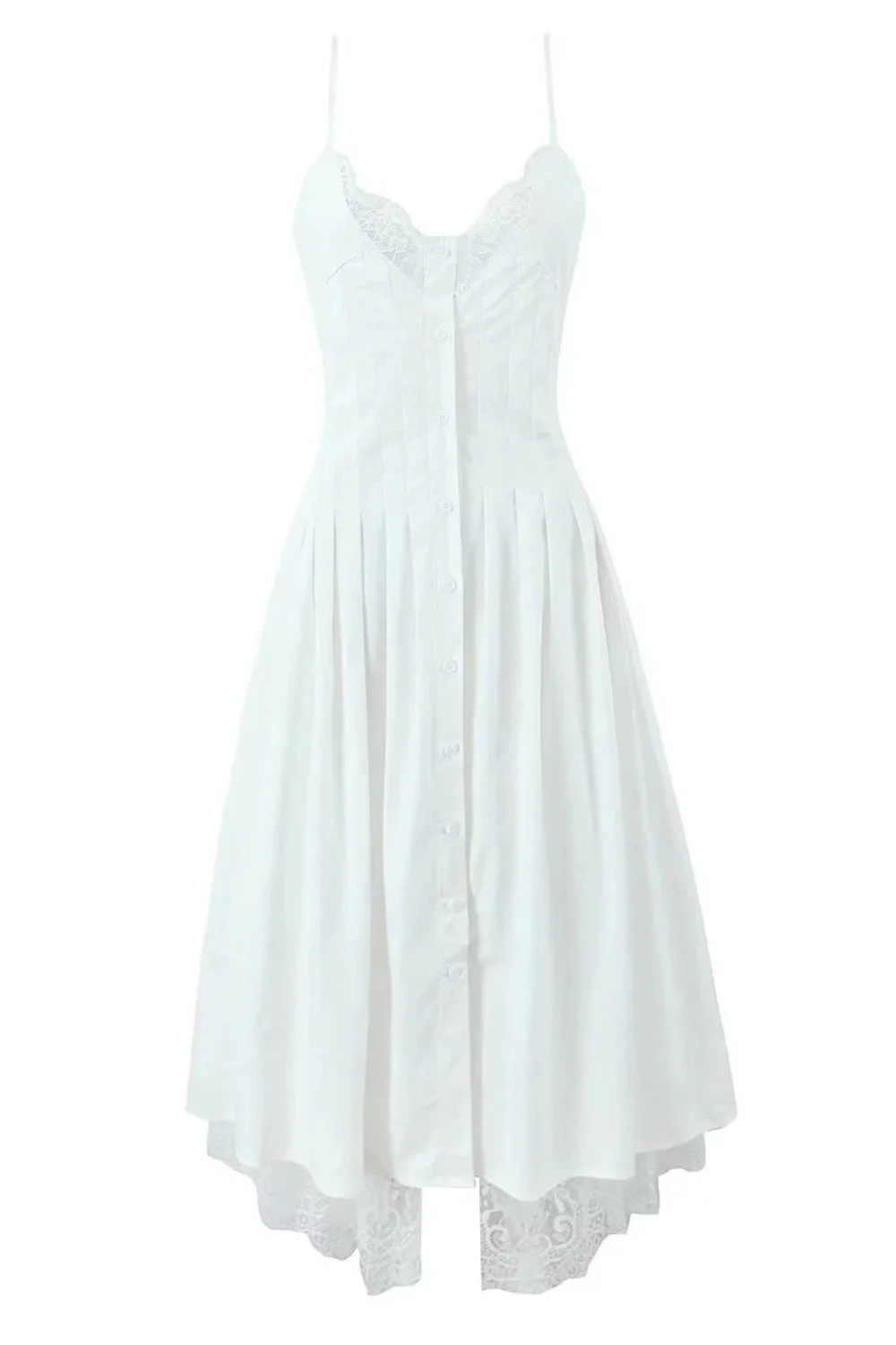 Black Straps Lace Stripe Button Long Party Dress - Image 5