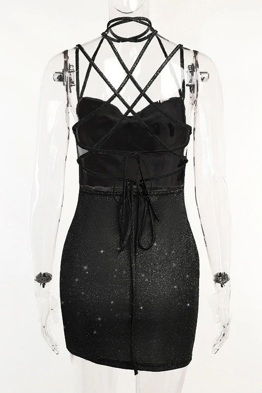 Black Straps Tight Lace-up Dress - Image 3