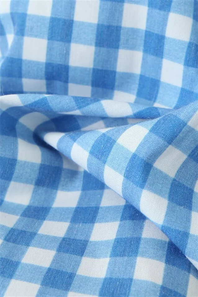 Blue and White Plaid Summer Dress with Pocket - Image 10