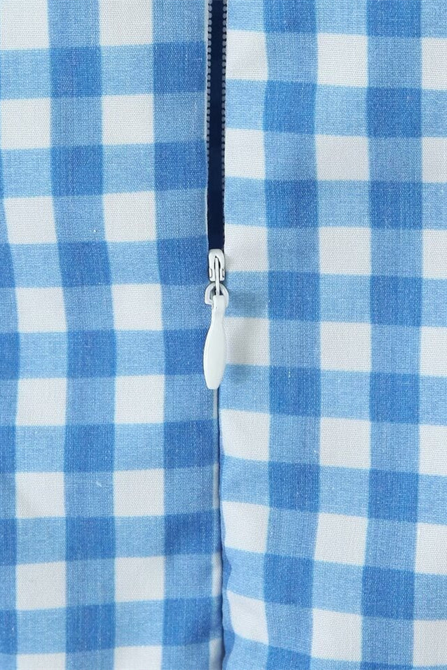 Blue and White Plaid Summer Dress with Pocket - Image 5