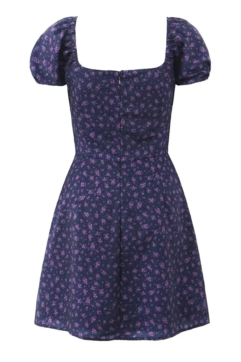 Blue Floral Cap Sleeve Bow Long Dress - Image 2