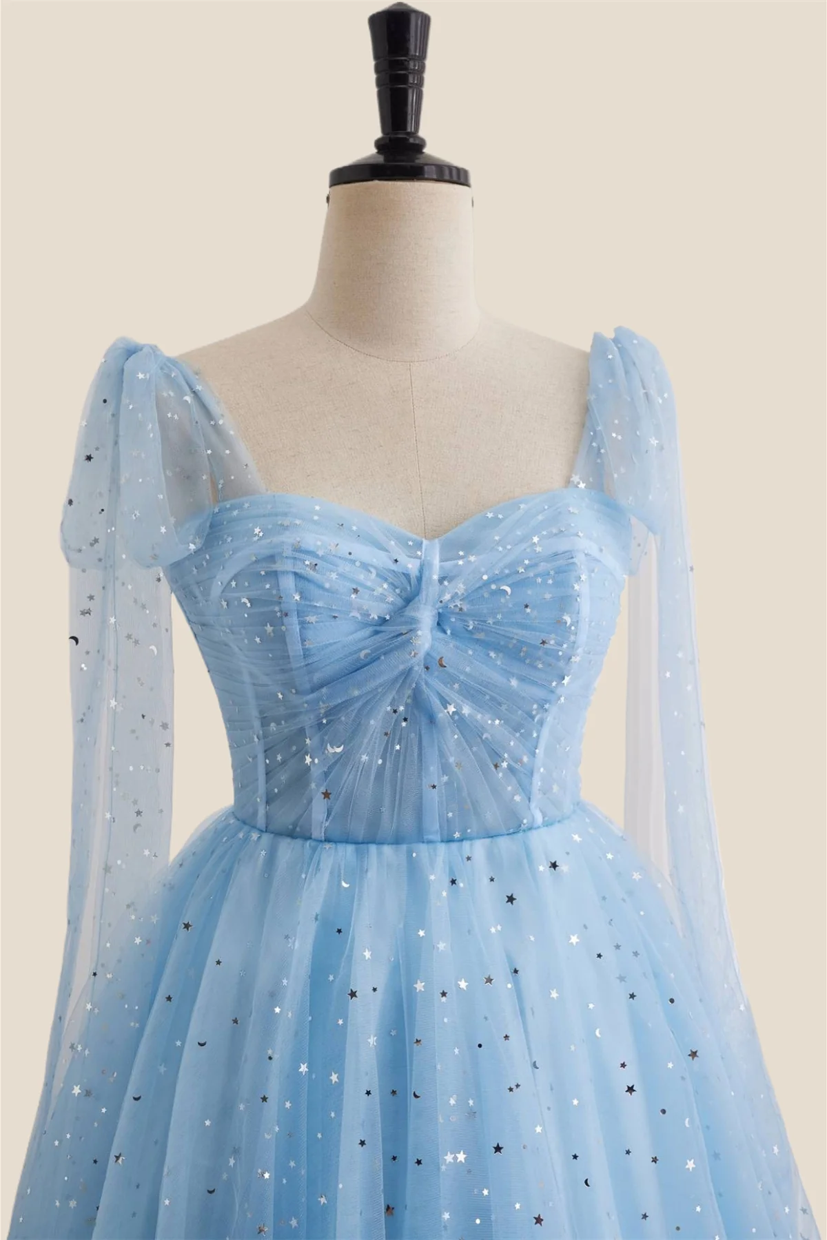 Blue Sparkle Tulle Ruched Short Princess Dress - Image 4