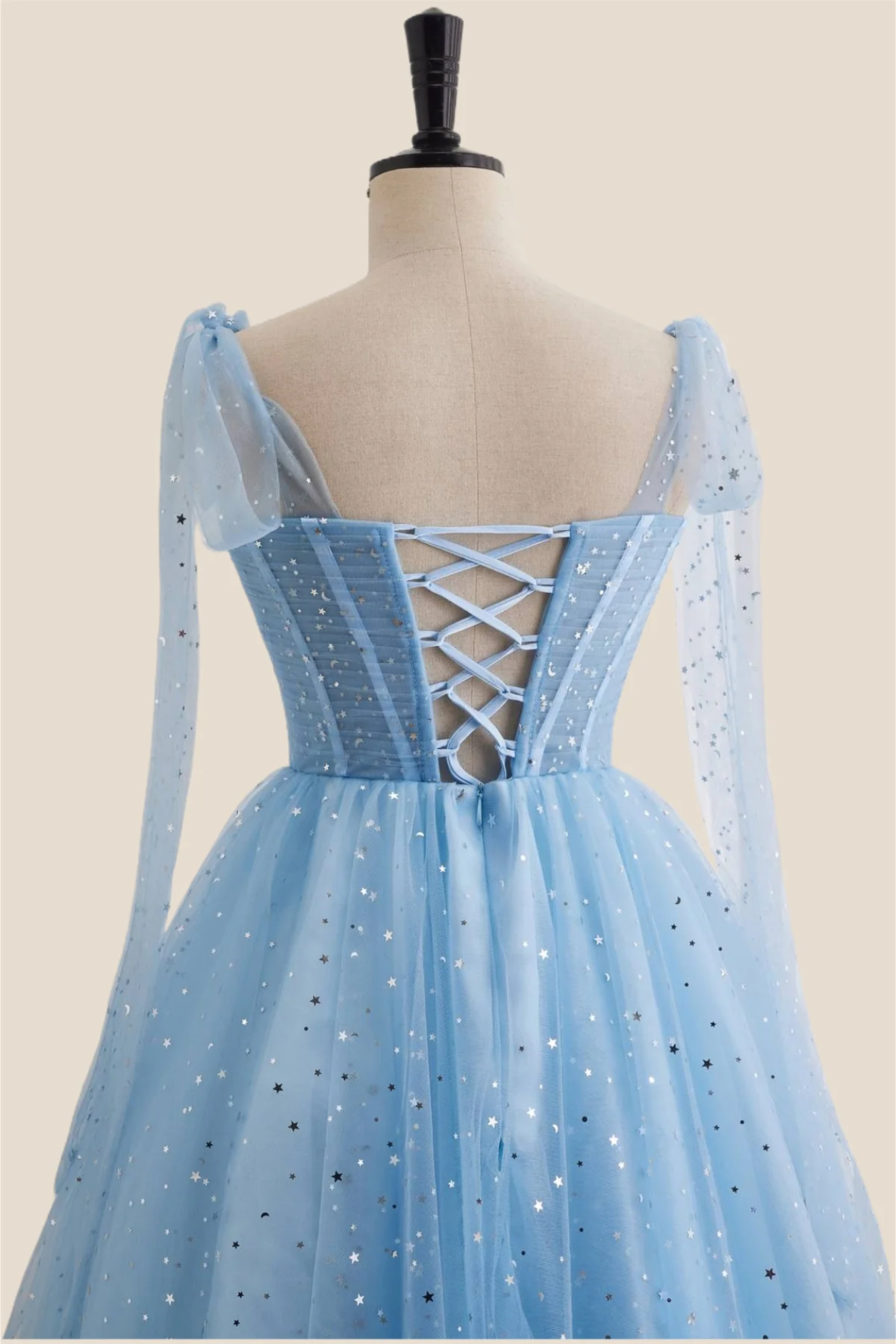 Blue Sparkle Tulle Ruched Short Princess Dress - Image 5