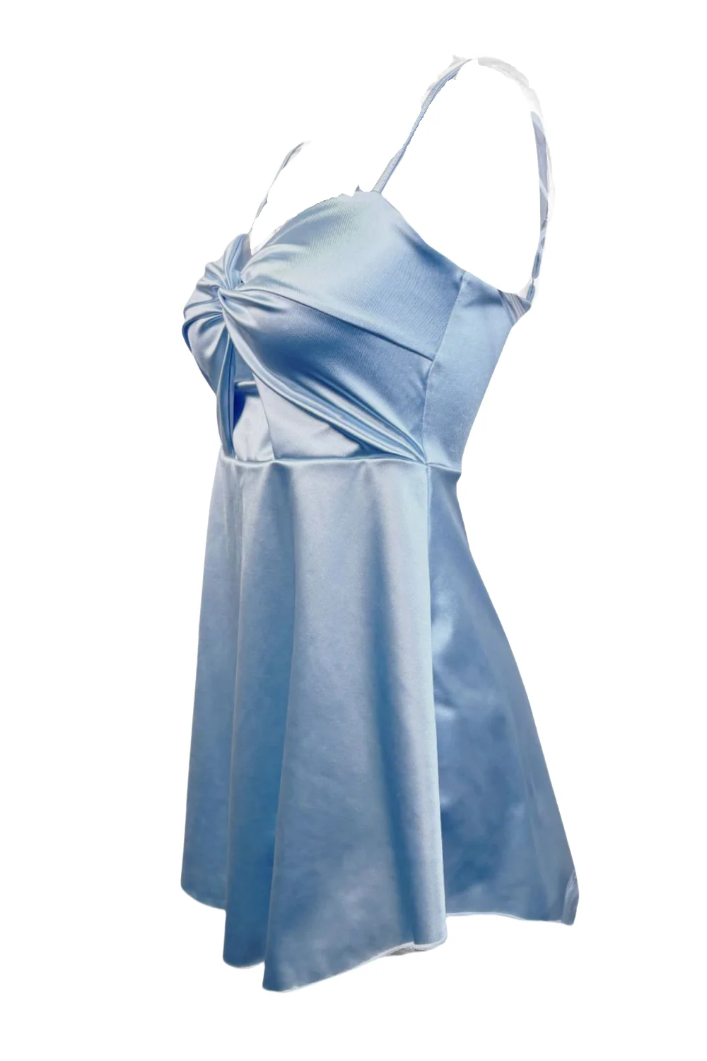 Blue Straps Twist Keyhole A-line Short Dress - Image 3