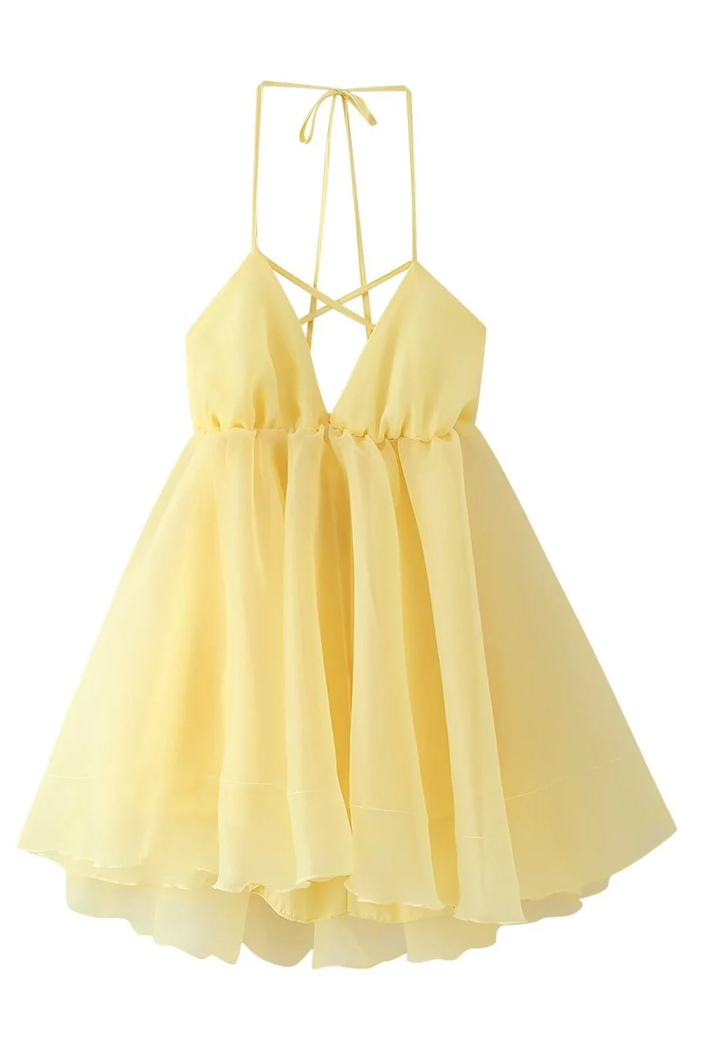 Blue V Neck A-line Short Dress - Image 9