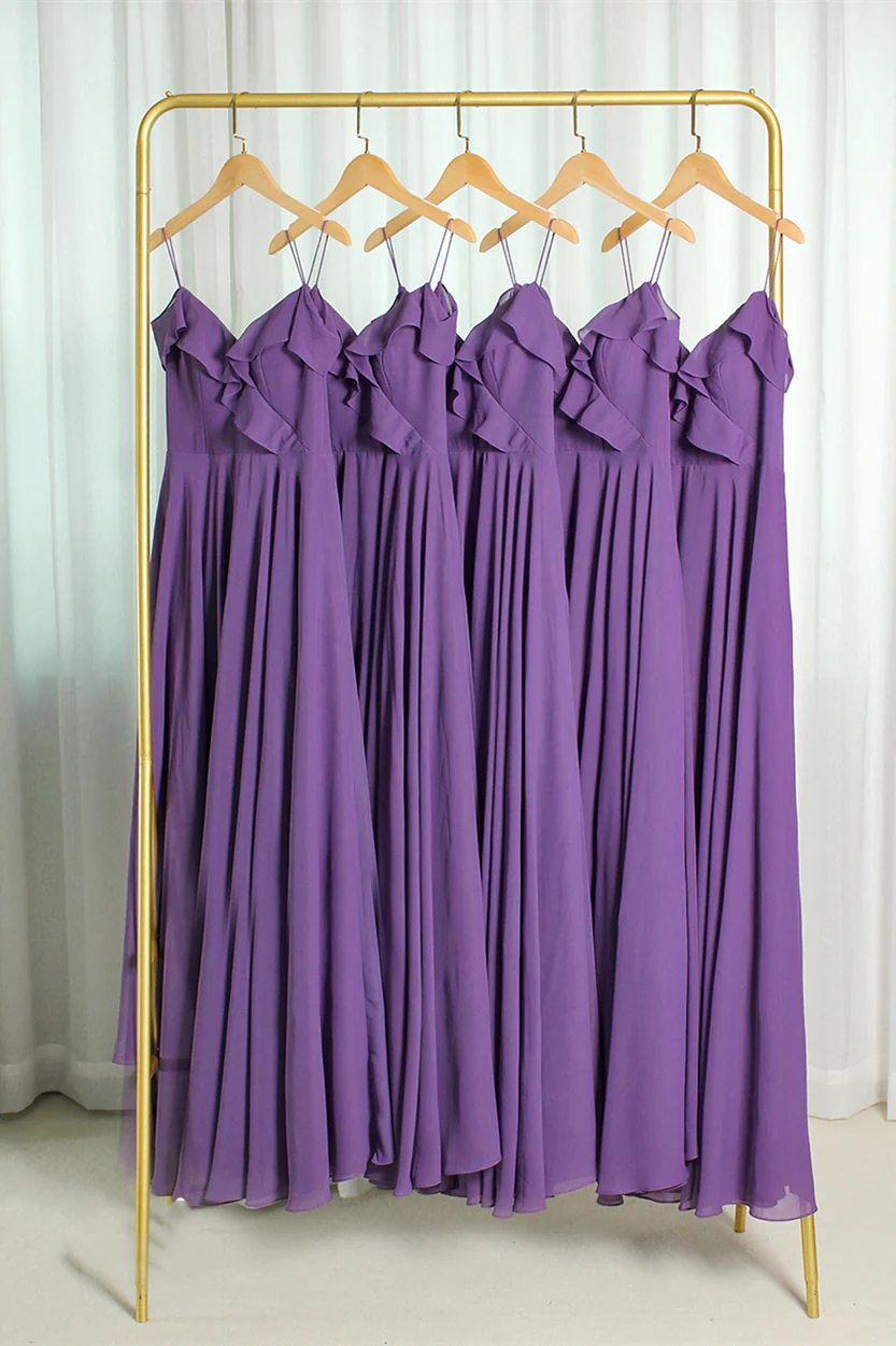 Blush Pink Chiffon Ruffles Long Briedsmaid Dress - Image 2