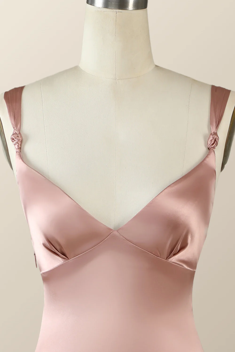 Blush Pink Silk Sheath Long Dress with Slit - Image 6