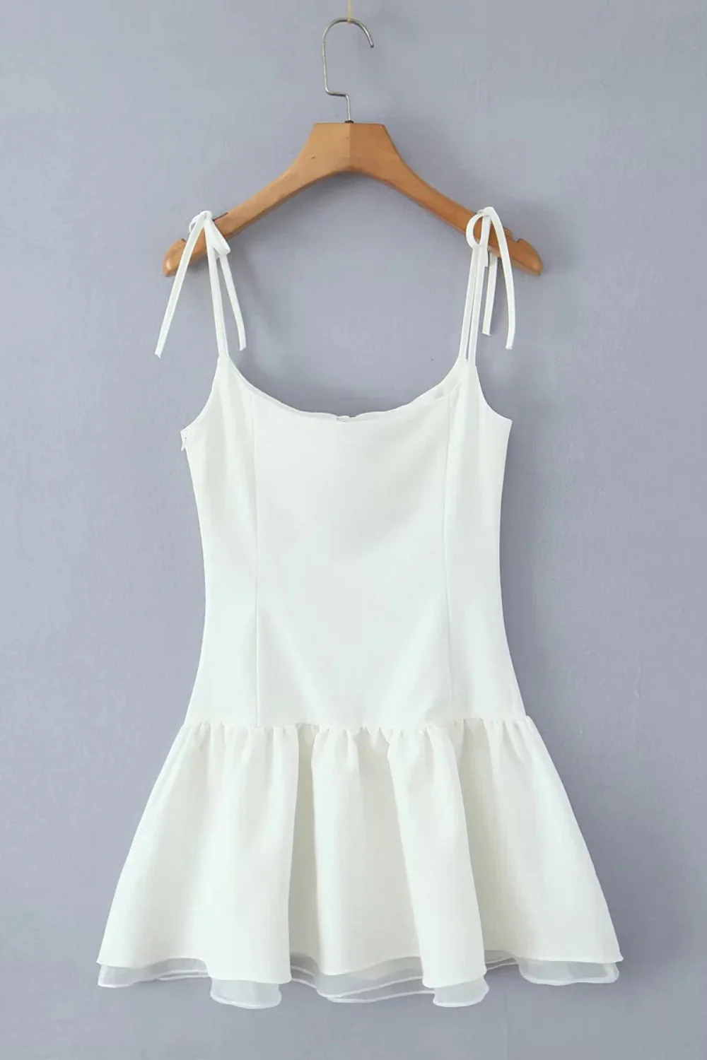 Bow Spaghetti Strap Hollow-out Short Dress - Image 3