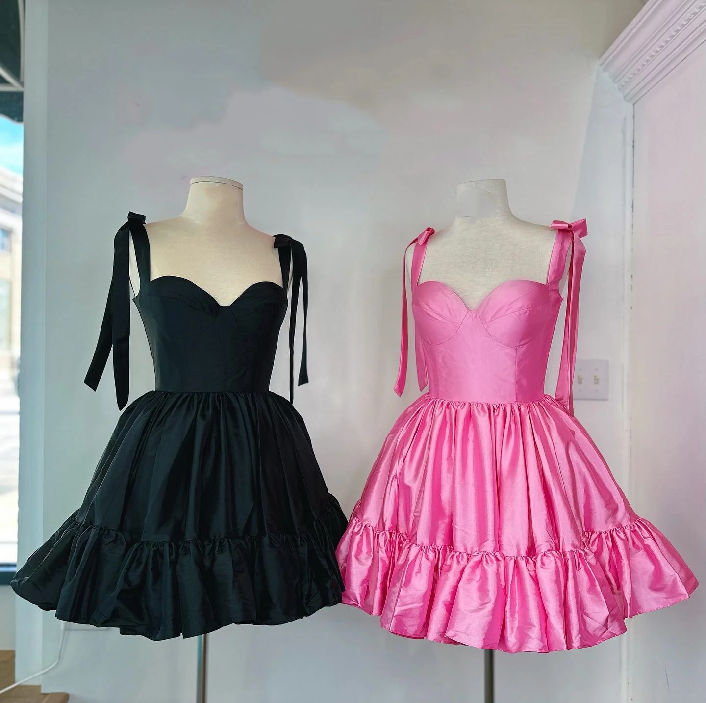Bow Straps Pink A-line Short Princess Dress - Image 3