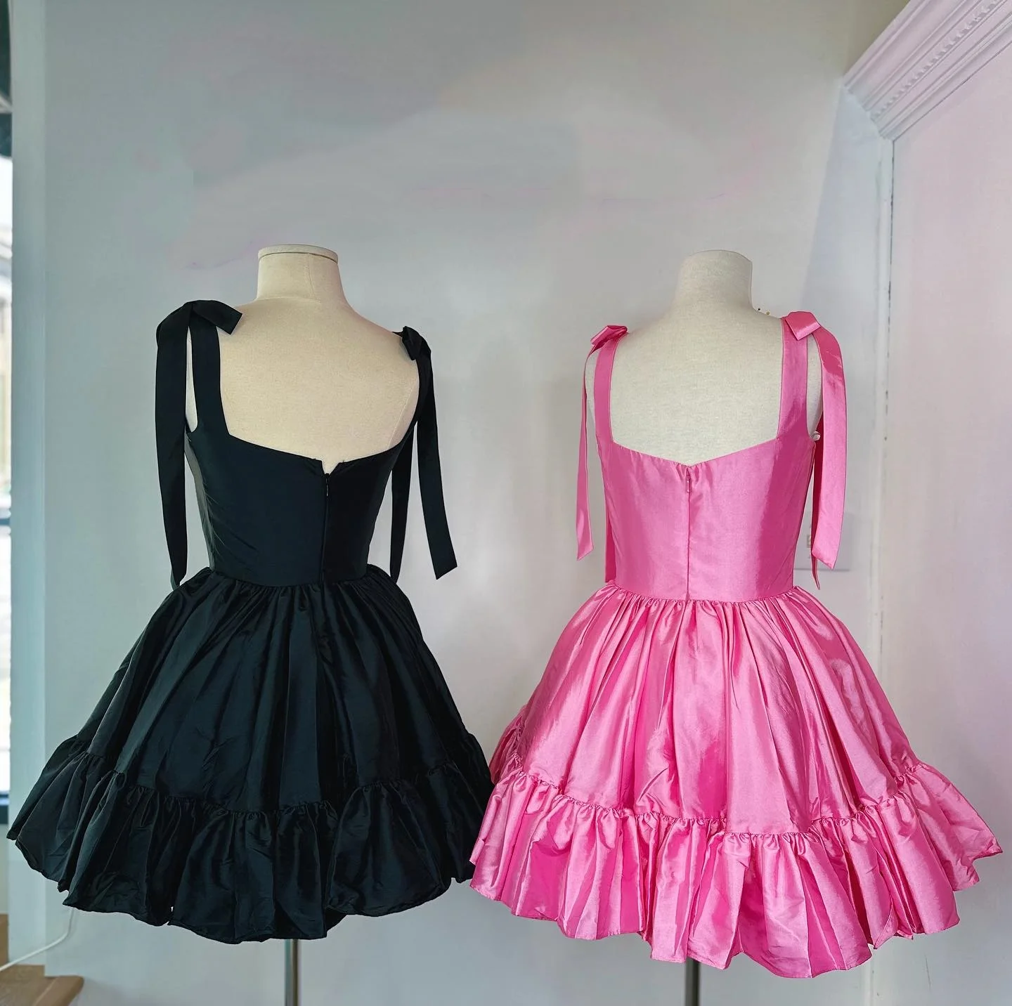 Bow Straps Pink A-line Short Princess Dress - Image 4