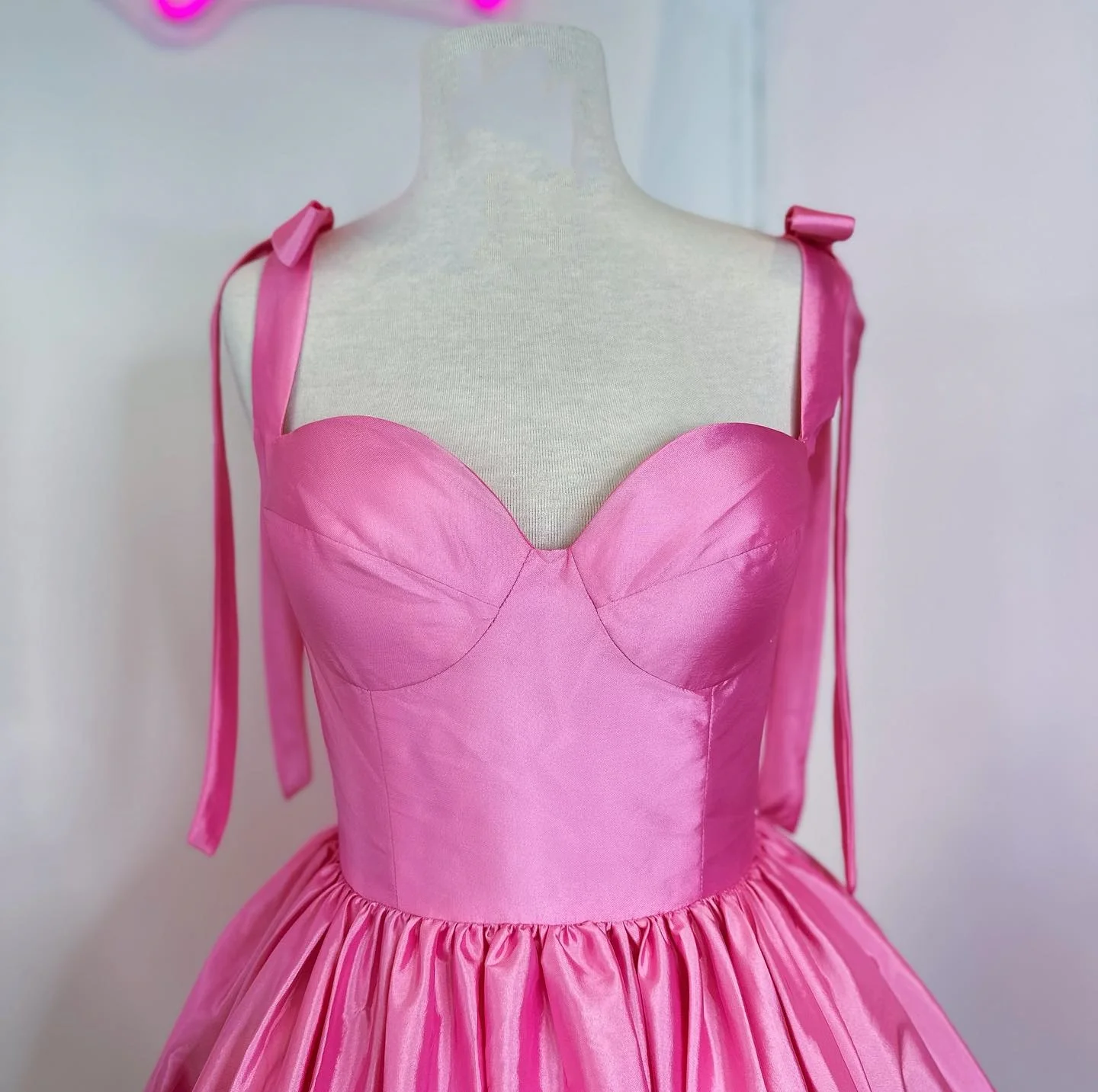Bow Straps Pink A-line Short Princess Dress - Image 5