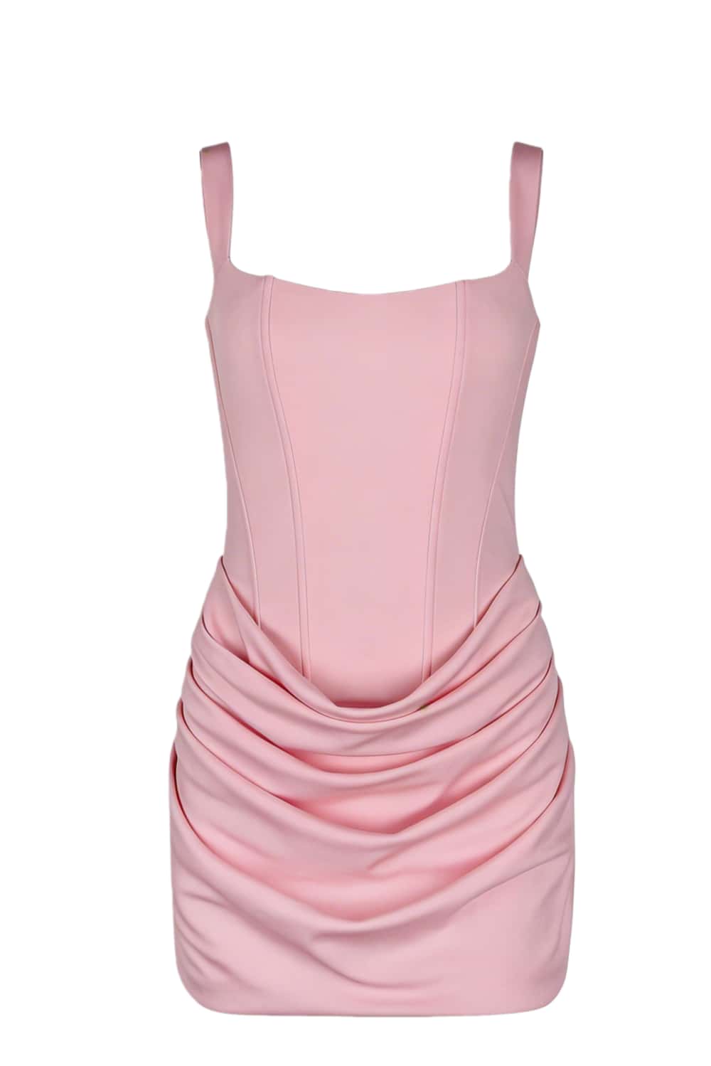 Brown Square Neck Ruched Tight Short Dress - Image 5