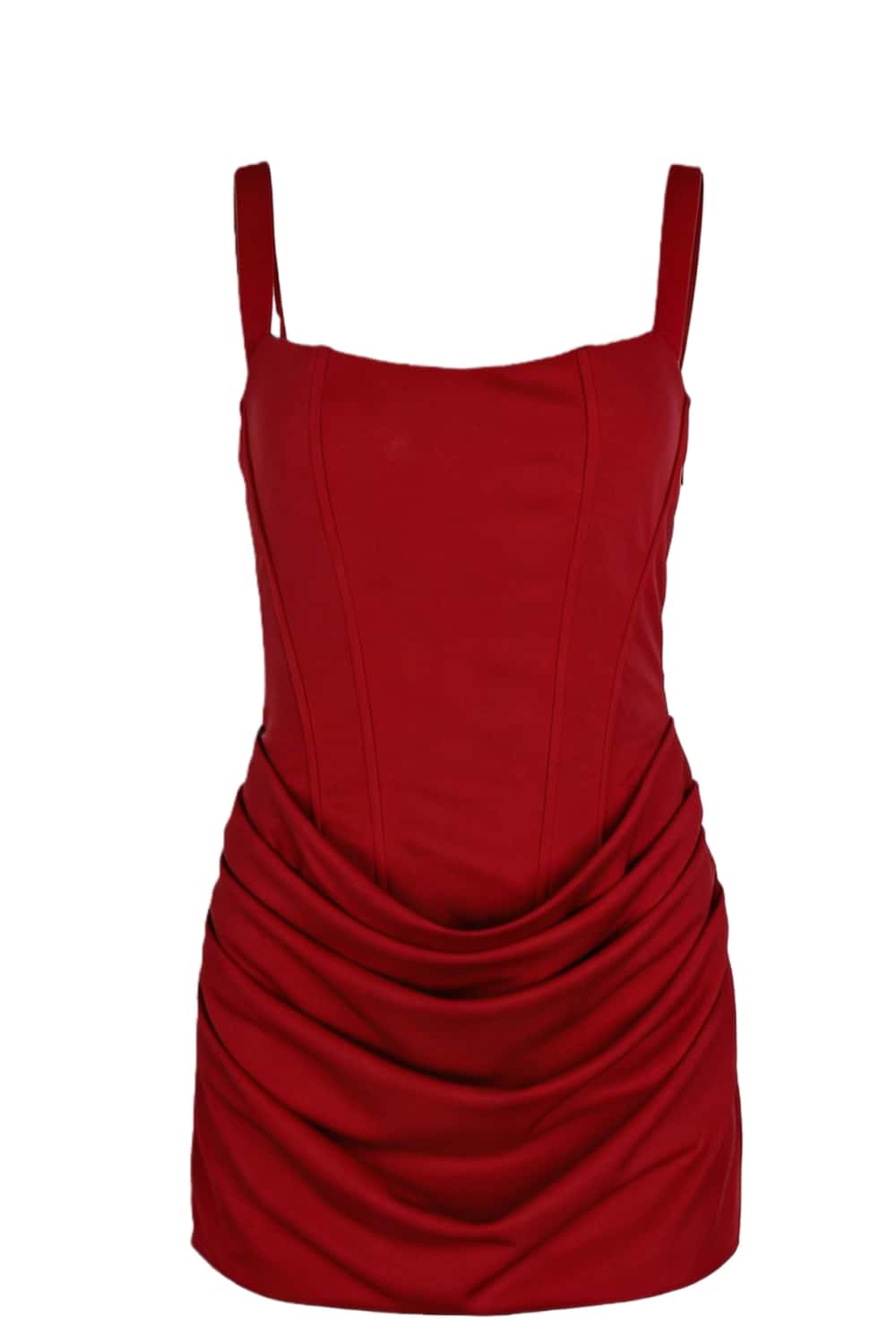 Brown Square Neck Ruched Tight Short Dress - Image 7