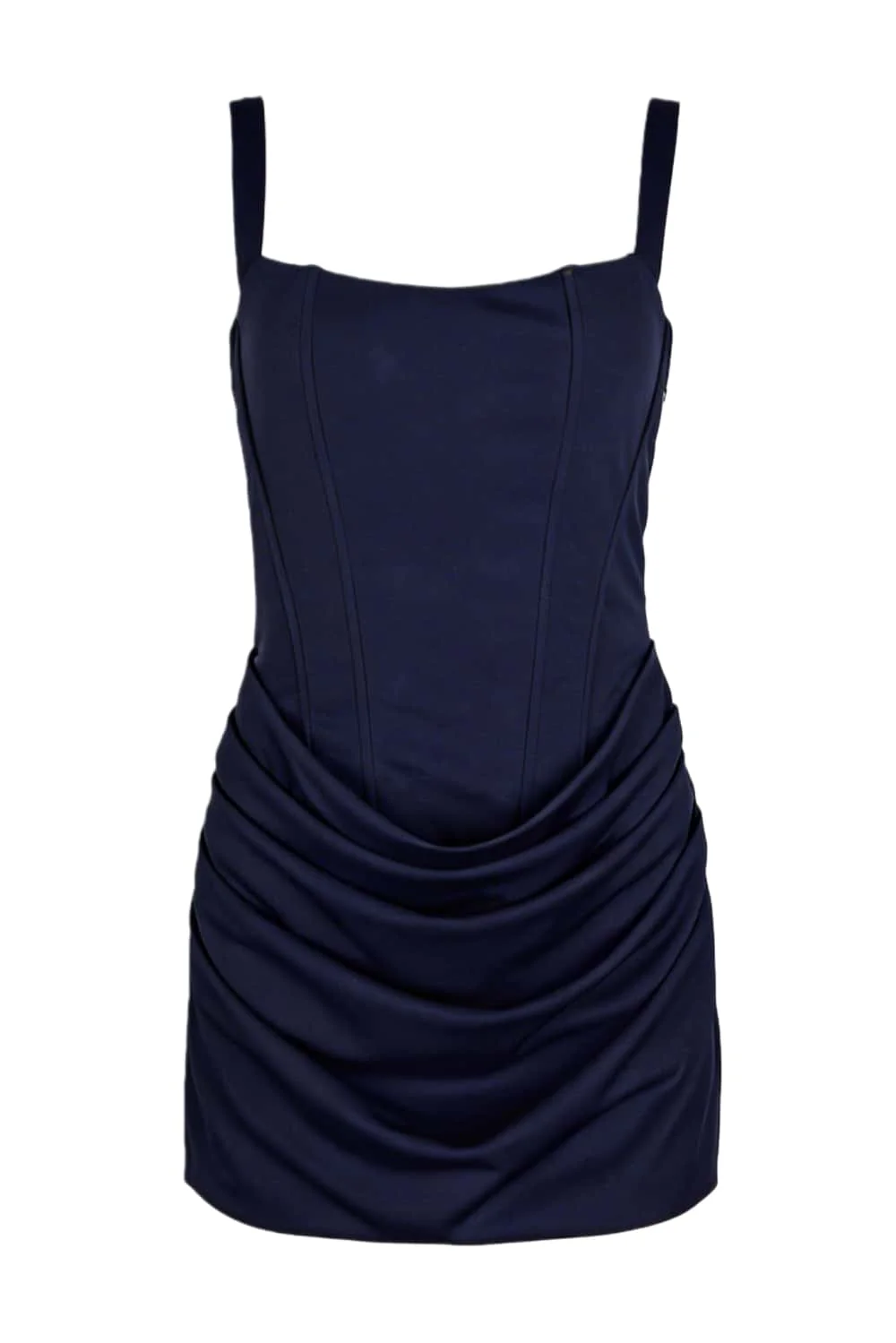 Brown Square Neck Ruched Tight Short Dress - Image 8