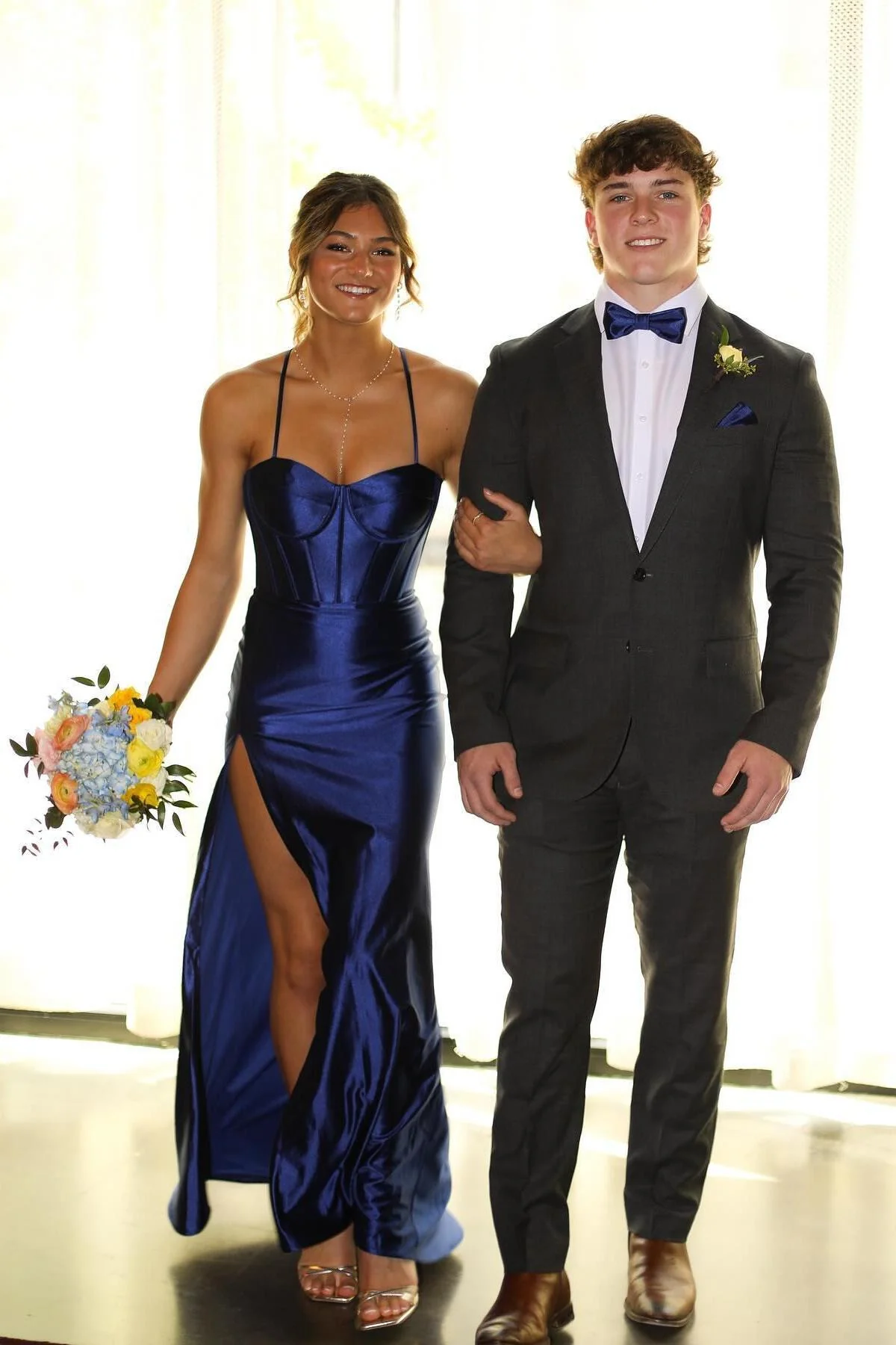 Royal Blue Corset Mermaid Long Formal Dress with Slit - Image 4