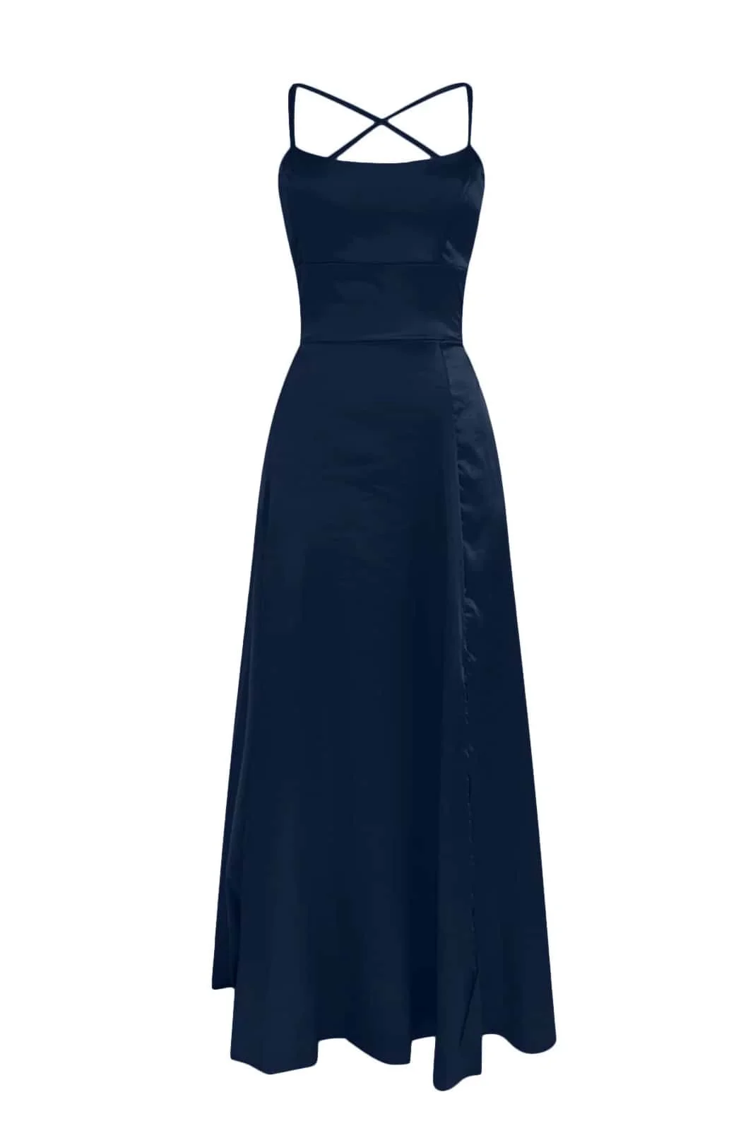 Burgundy Satin Straps A-line Prom Dress - Image 5