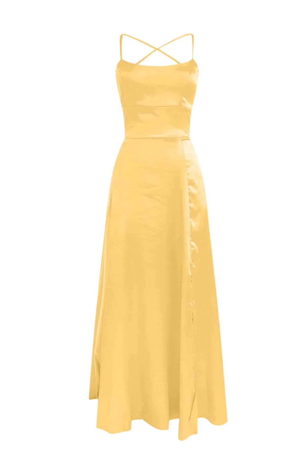 Burgundy Satin Straps A-line Prom Dress - Image 7