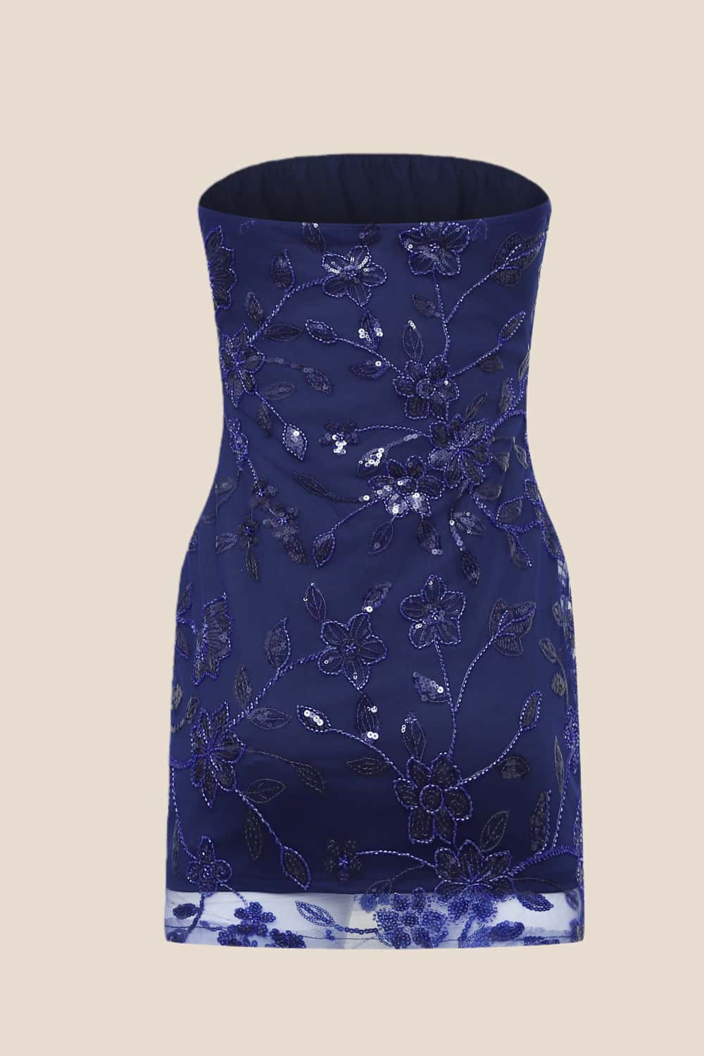 Purple Strapless Beaded Tight Mini Dress - Image 7